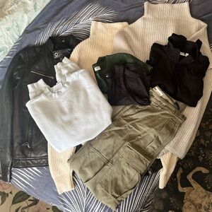 8pc Aritzia lululemon and leather jacket bundle